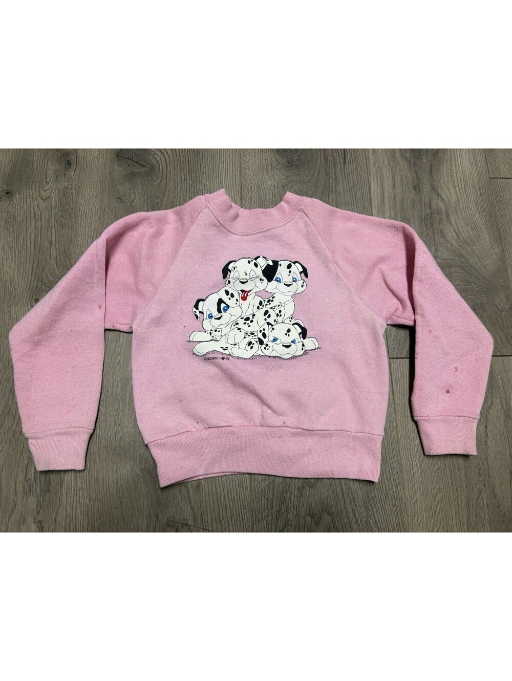Vintage 101 Dalmatians Pink Crew Neck Sweatshirt Kids Small 6/8 Jerzees